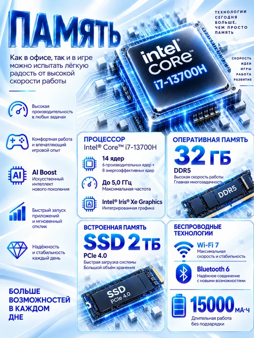 Ноутбук 16.2" Intel Core i7-13700H 32 2048ГБ OLED 144 Гц, 2048 ГБ, oled, фото 2