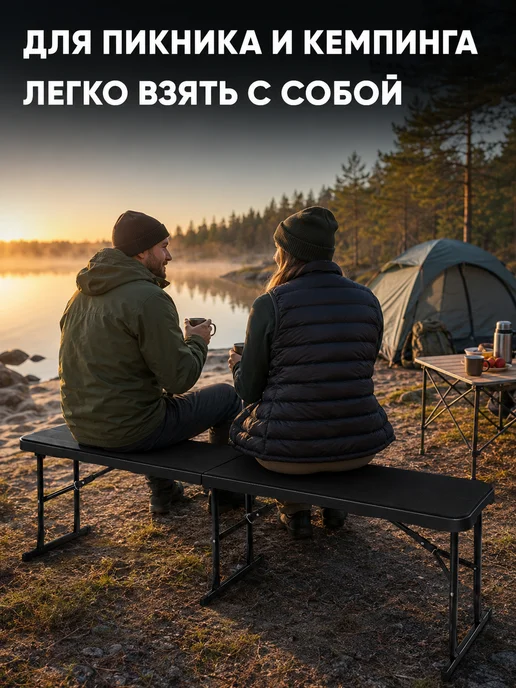 Скамейка садовая складная туристическая, черный, фото 7