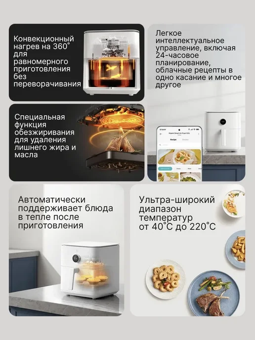 Xiaomi Аэрогриль Mi Air Fryer 6.5L белый EU, 6,5 л, фото 3