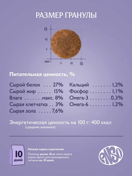 Сухой корм Enso для собак, крупные, средние, ягненок, 2,5 кг, фото 5