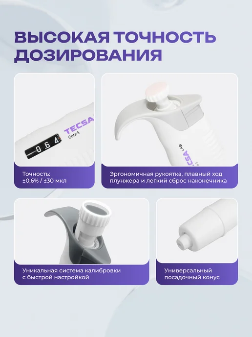Tecsa Одноканальный дозатор TecsaLab Gota-S 500-5000 мкл с перемен…, 500 мл, фото 3