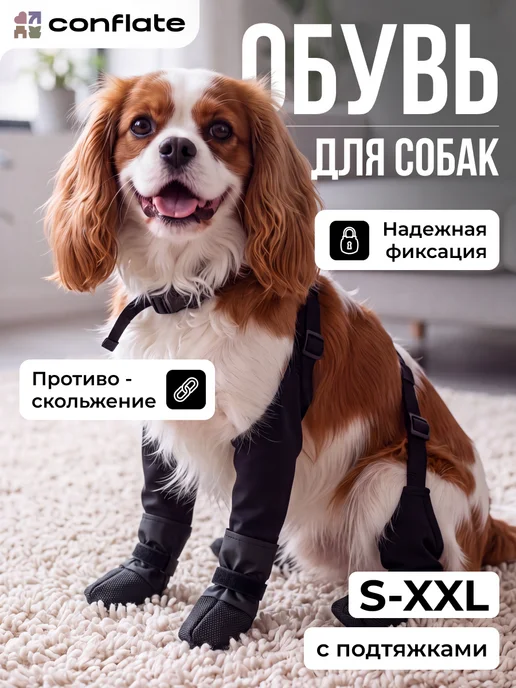 Conflate Обувь для собак с подтяжками, черный