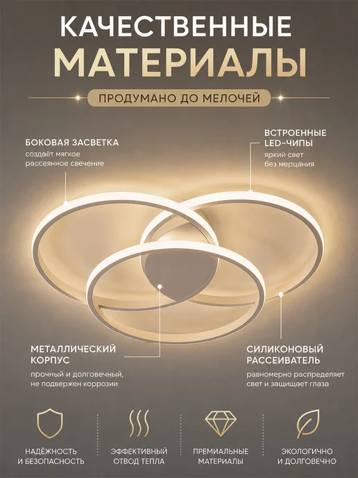DQ light Люстра потолочная светодиодная с пультом кольца, вариант, фото 5