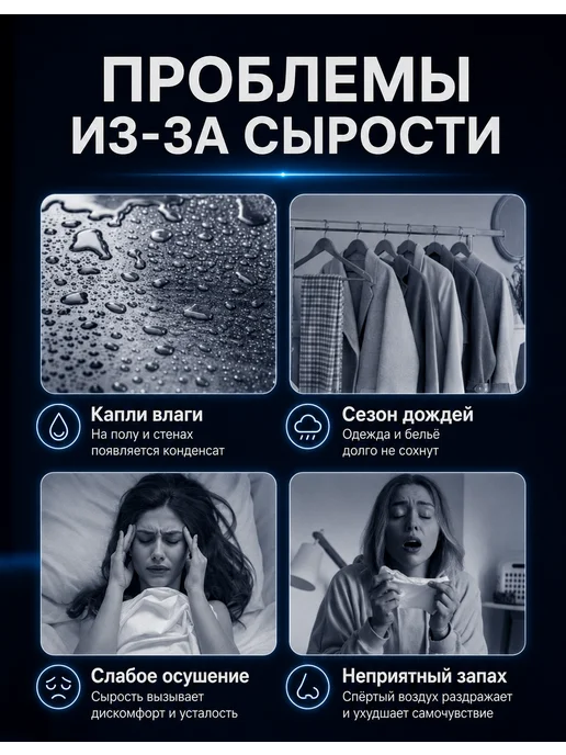 VitaLux Осушитель воздуха для дома бытовой черный круглый, вариант, фото 3