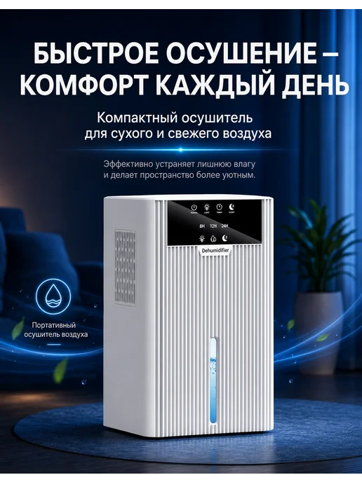 VitaLux Осушитель воздуха для дома бытовой черный круглый, вариант, фото 8