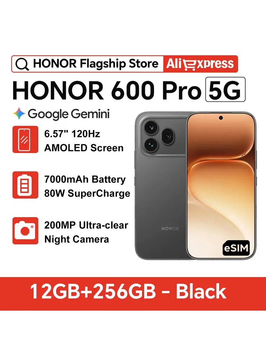 Смартфон 600 Pro, 12 256ГБ, global HONOR 1287210454 купить в интернет‑магазине Wildberries