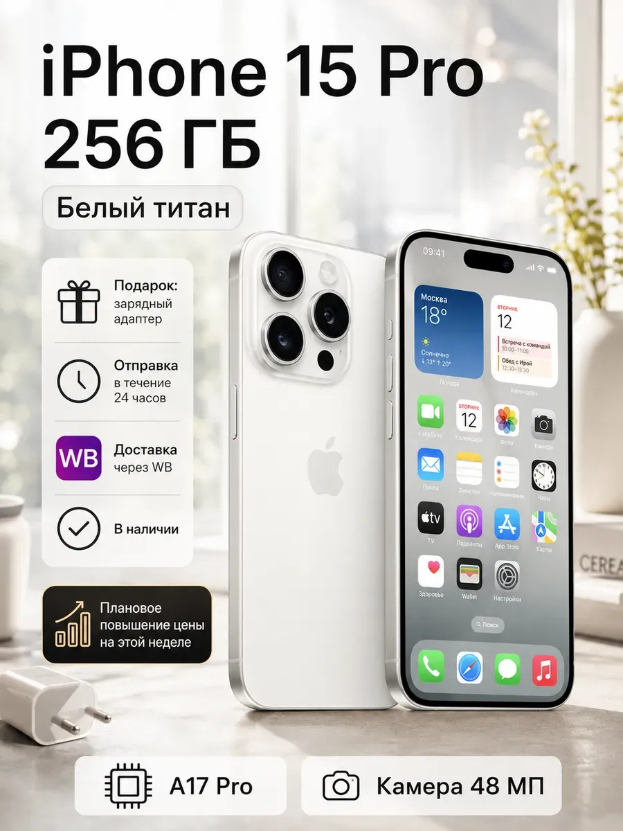 Apple Смартфон iPhone 15 Pro 256GB белый