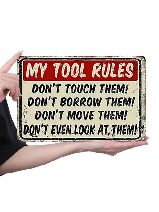 Декоративная металлическая табличка Warning Tool Rules 20x30, 20x30, фото 2