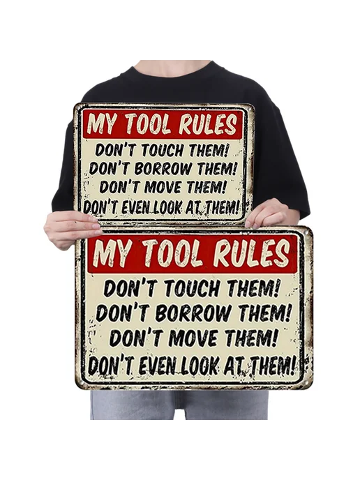 Декоративная металлическая табличка Warning Tool Rules 20x30, 20x30, фото 3