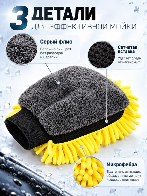ФОЛИАЛ АВТО Губка варежка для мойки авто, вариант, фото 3