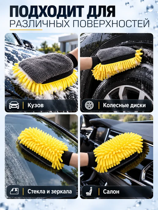 ФОЛИАЛ АВТО Губка варежка для мойки авто, вариант, фото 5