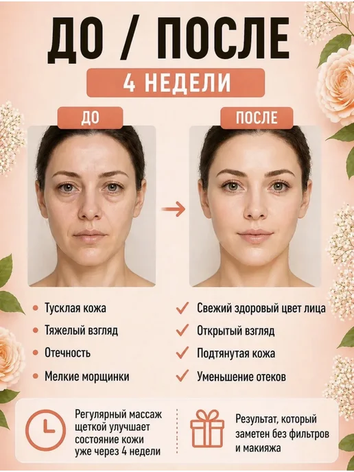 МАССАЖЕР ДЛЯ ЛИЦА Щетка для массажа лица, лимфодренажный массажер, красный, фото 4