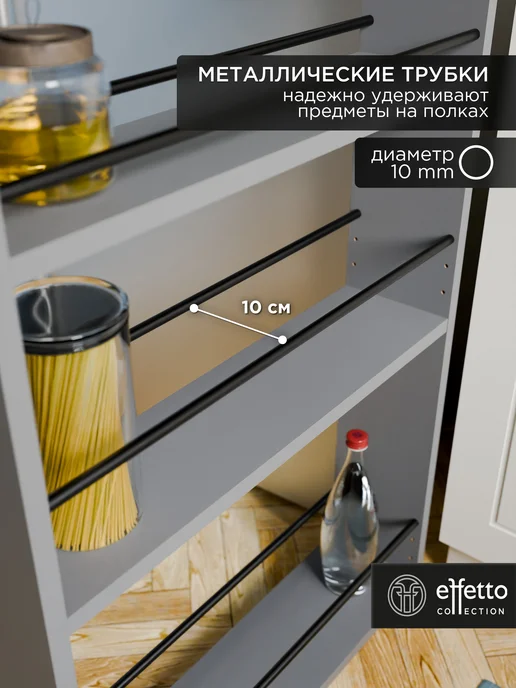 Effetto collection Этажерка (стеллаж) для кухни на колесиках узкая графит, серый, фото 6