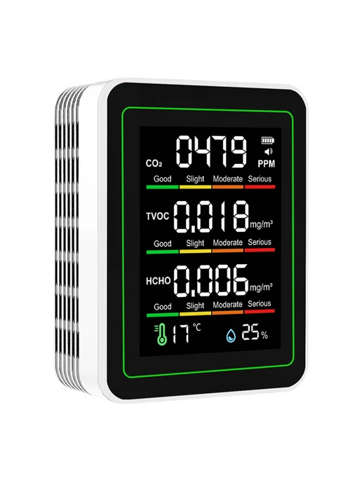 5в-1 Аиркаунт для CO2 TVOC HCHO, T, влажности, белый, белый, фото 4