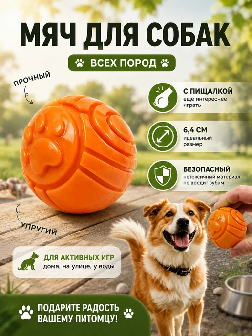 RichPaw Игрушка для собак Мячик, оранжевый