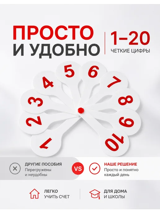 Стамм Касса-веер цифр для дошкольников и 1 класса, 1 шт, 1 шт, фото 2