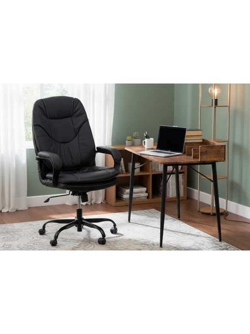 НОНТОН Кресло COMFORT Lux (22) metalBL кожзам, черный, 36-6, черный, фото 7