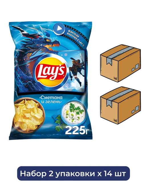 Чипсы Lay's Сметана и зелень, зеленый