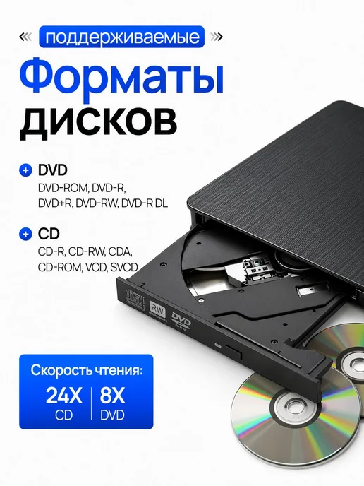 Внешний дисковод для ноутбука оптический привод компьютера U, вариант, фото 4
