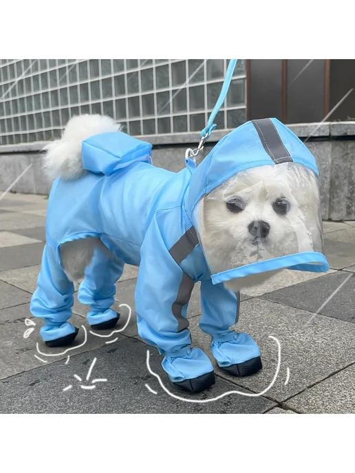 Blue&bag L Дождевик для собак, для кошек, полное покрытие, п…, синий