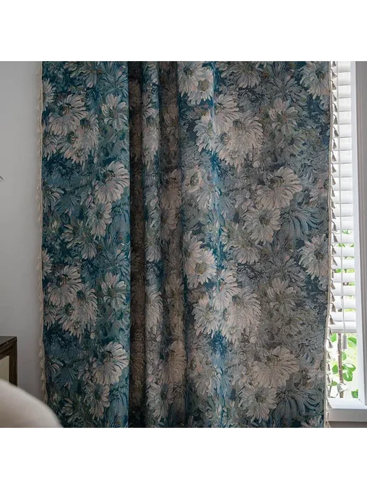 Штора 220 см х 150 см, Голубая картина маслом 220x150, 220x150, фото 5