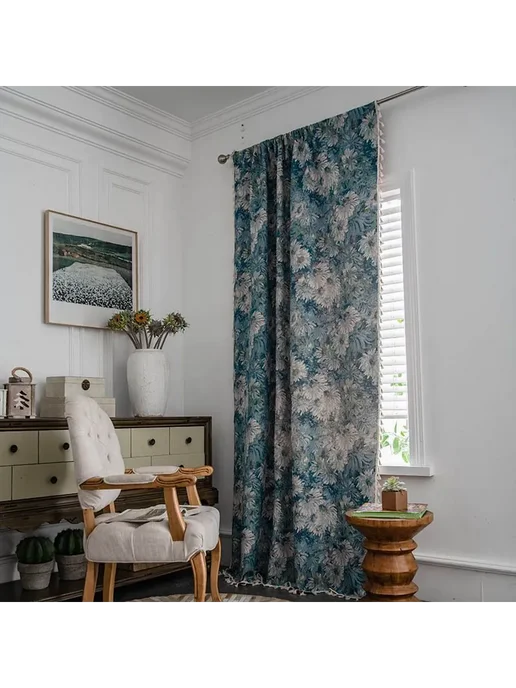 Штора 220 см х 150 см, Голубая картина маслом 220x150, 220x150, фото 6