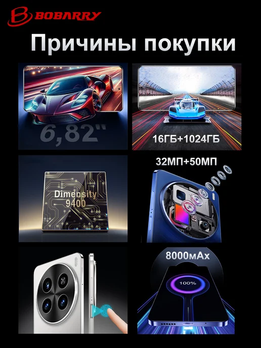 Смартфон Bobarry X200pro 16/1024 ГБ, серый, фото 3