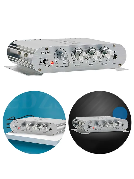 Мощный HiFi 2.1 усилитель для авто и дома ST-838, 80W*2, 80 Вт, фото 3