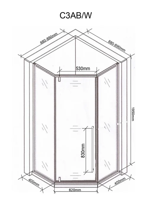 Cerutti spa Душевое ограждение C3AWD (90x90x195), 90x90x195, фото 7
