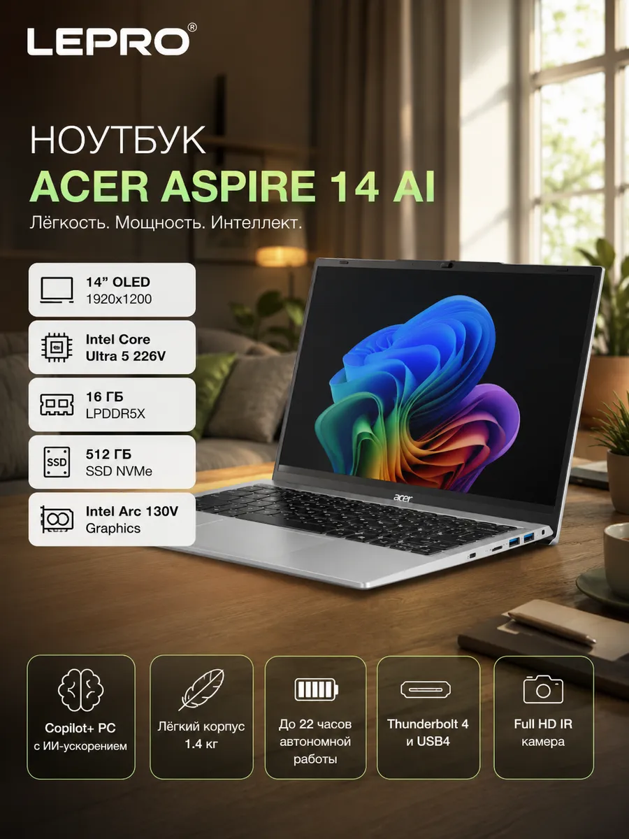 Acer Ноутбук Aspire 14 AI A14-52M 14 дюймов для дома
