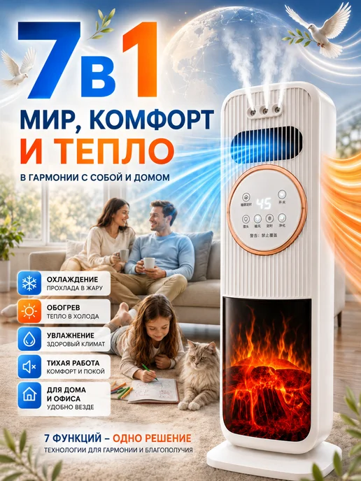 напольный кондиционер для дома с обогревом, белый
