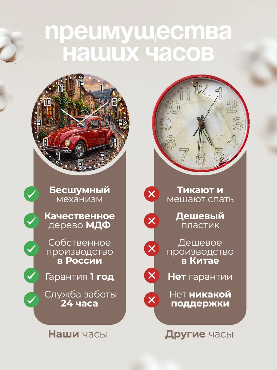Часы настенные "Volkswagen Beetle" — фото 2