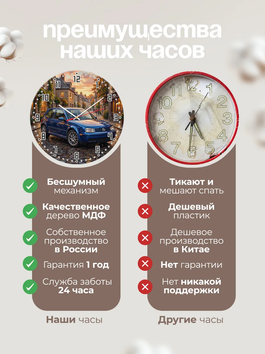 Часы настенные "Volkswagen Golf" — фото 2