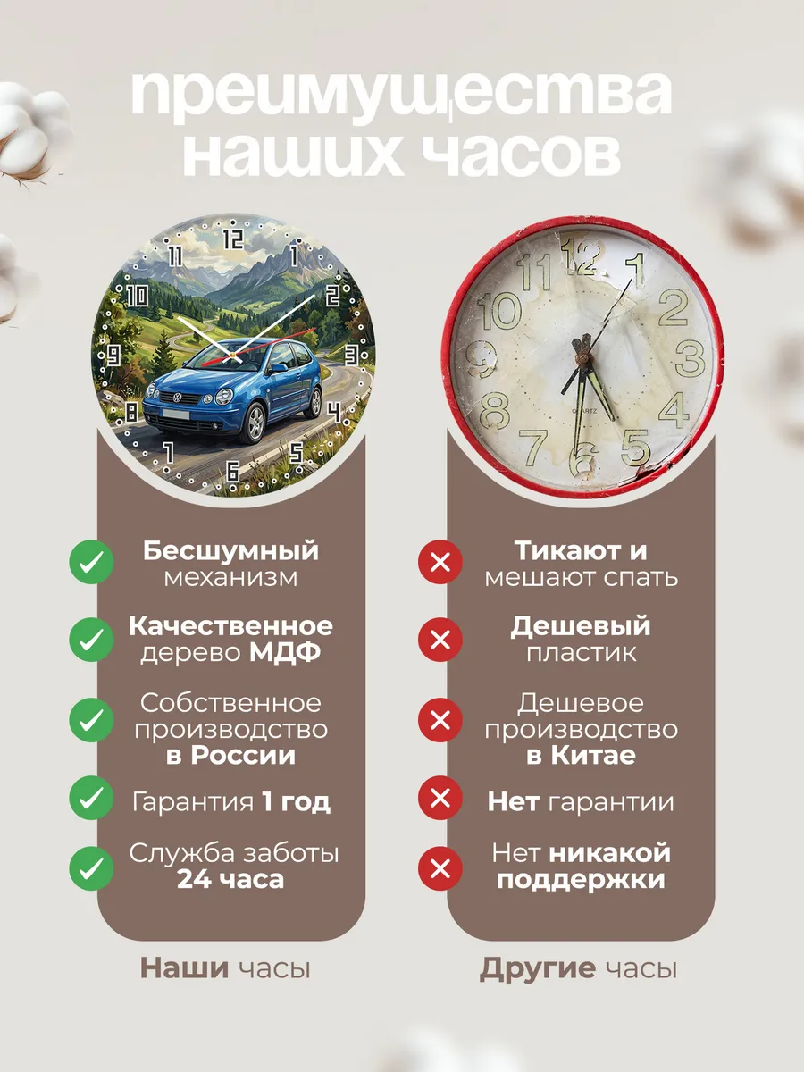 Часы настенные "Volkswagen Polo" — фото 2