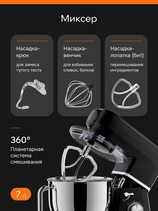 Zekko Многофункциональный кухонный комбайн с насадками, черный, фото 4