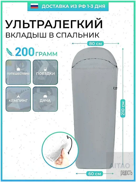 Вкладыш в спальный мешок, 210 см, вариант