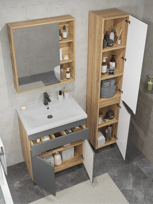SANSTAR Тумба напольная Модена 70 Без раковины, серый, фото 3