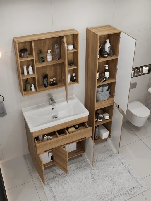 SANSTAR Тумба напольная Модена 80 с раковиной Миранда 80, коричневый, фото 3
