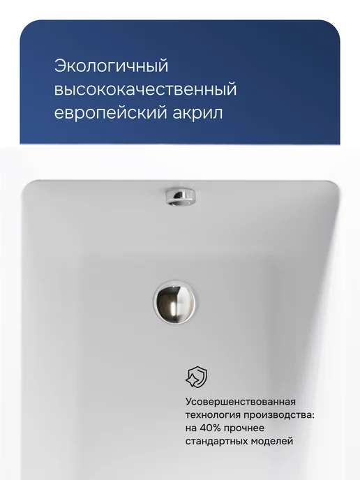 AM.PM Ванна акриловая 150x70 с каркасом Pulse square, 160x70, 2 шт, фото 8