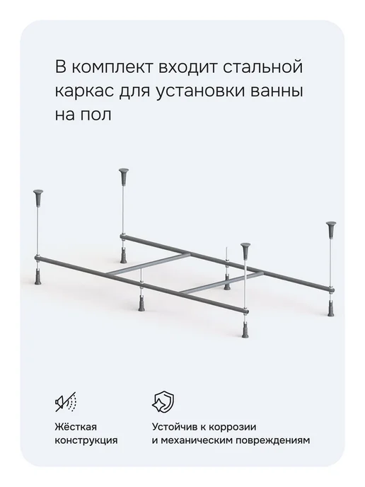 AM.PM Ванна акриловая 160х70 с каркасом комплект Pulse square, 160x70, фото 4