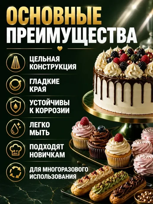 БудетНадо Кондитерские насадки для крема круглые 5 шт, 5 шт, фото 2