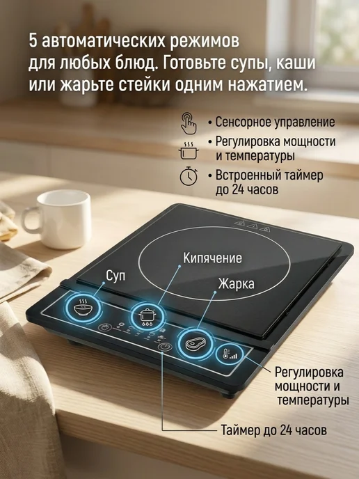 Delta Плита индукционная настольная одноконфорочная, 2000 Вт, фото 2