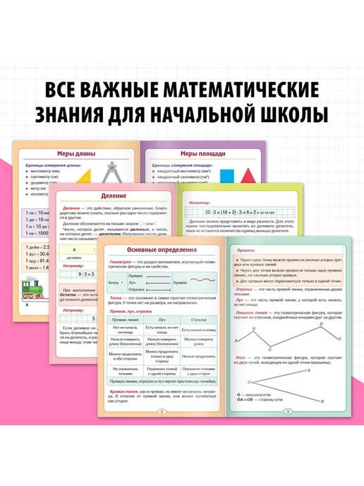 Комплект учебных шпаргалок по математике для начальной школы, вариант, фото 2