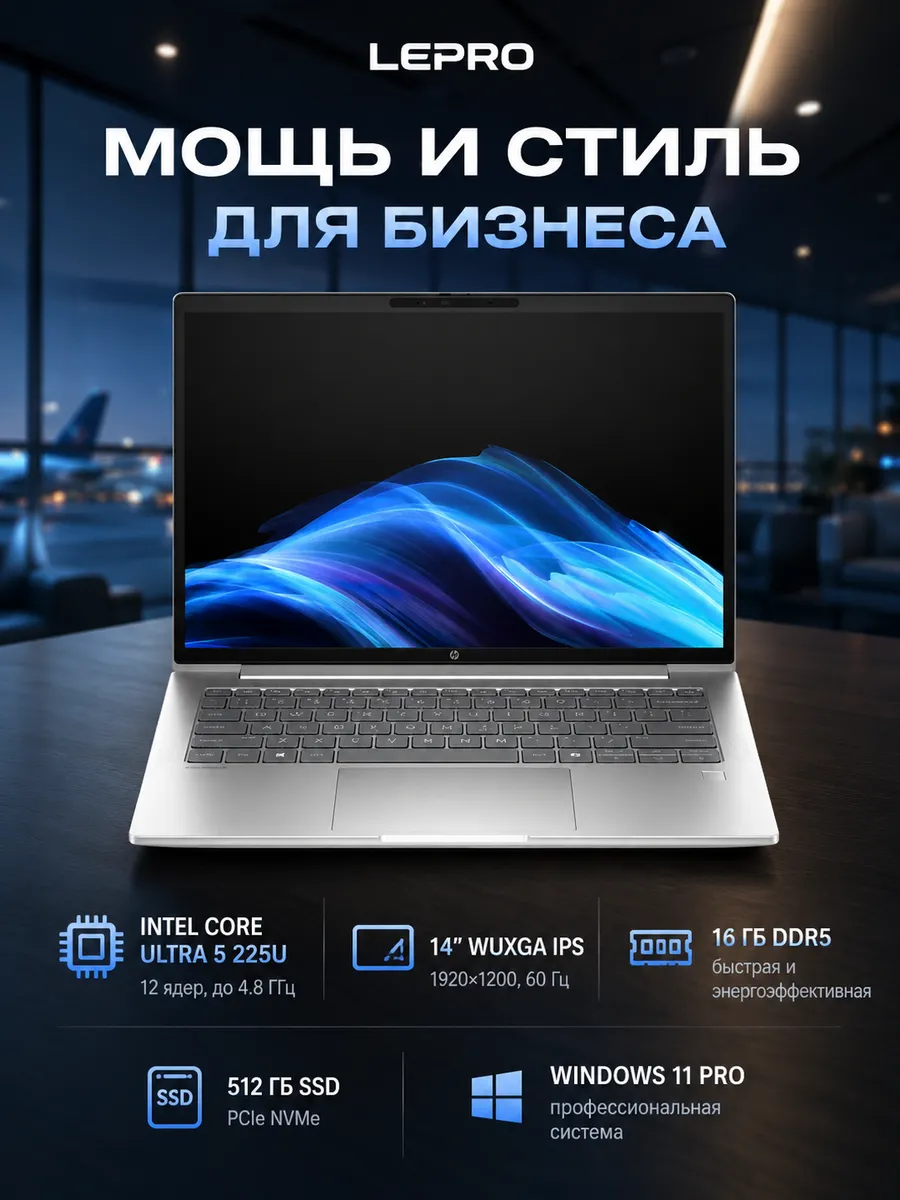 HP Ноутбук ProBook 4 G1i 14 16ГБ 512ГБ W11 Pro для работы