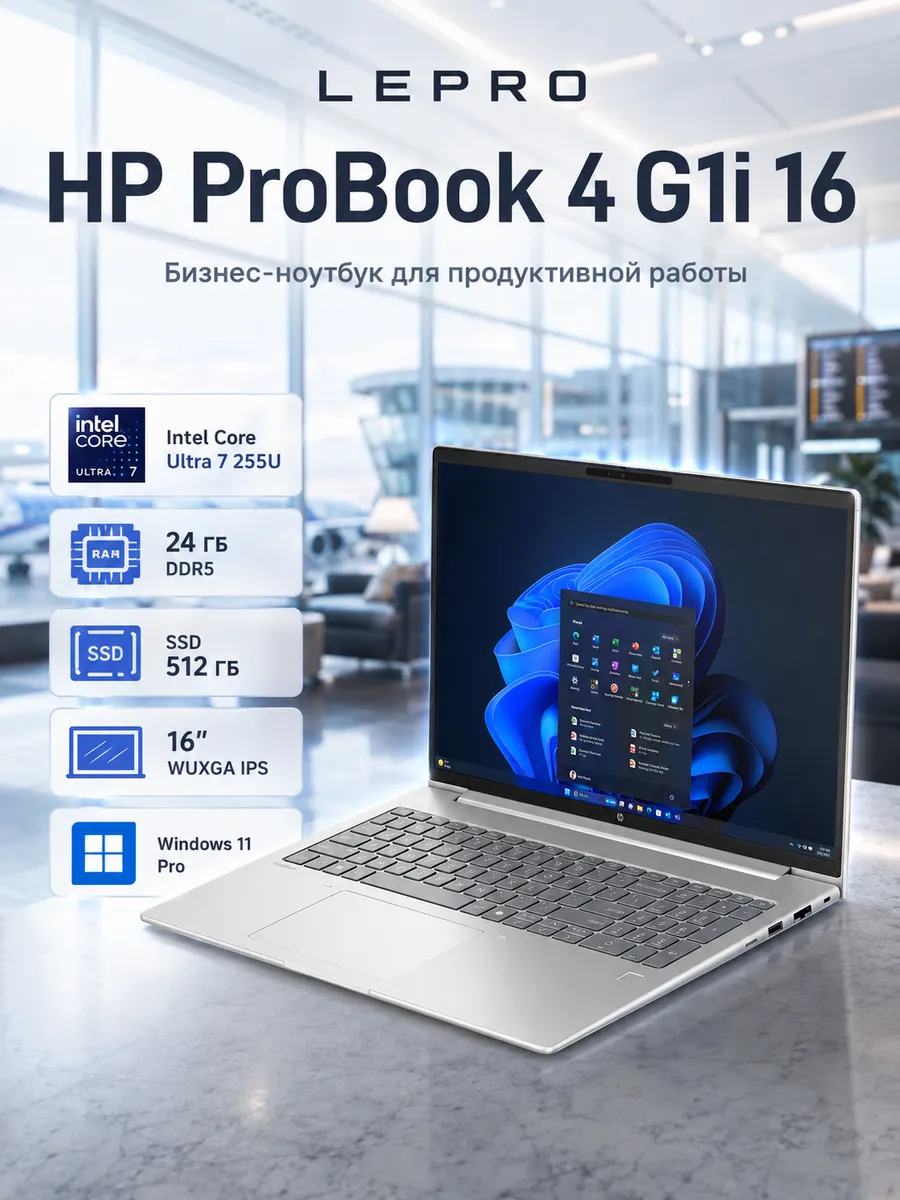 HP Ноутбук ProBook 4 G1i 16 24ГБ 512ГБ Ultra 7 бизнес