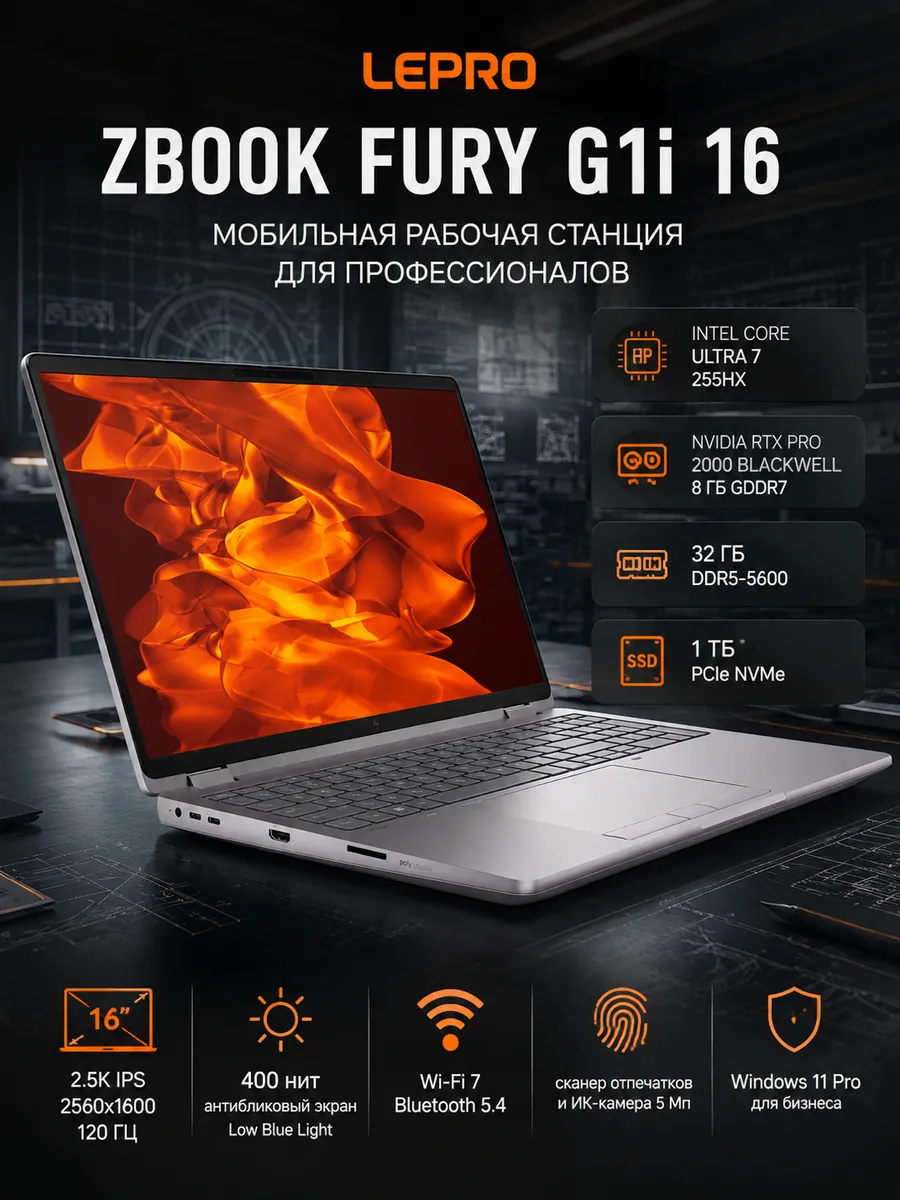 Ноутбук ZBook Fury G1i 16 Ultra 7 32GB 1TB RTX PRO 2000 HP 1293631970 купить в интернет‑магазине Wildberries