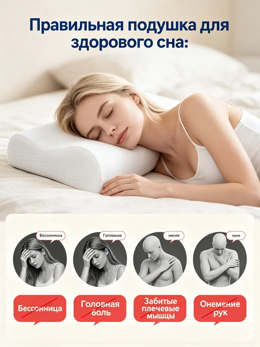 Greenville Ортопедическая подушка memory foam для сна дома, белый, фото 2