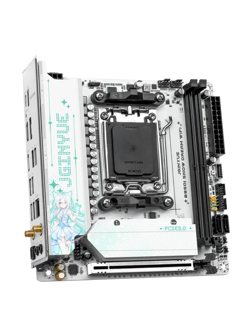 JGINYUE Материнская плата B850I Snow Dream AMD AM5 PCIe5.0 WIFI6E, белый, фото 2