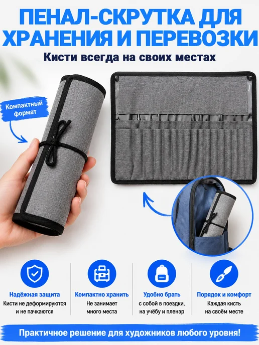 Кисточки для рисования художественные набор 18 шт синтетика, 18 шт, фото 7