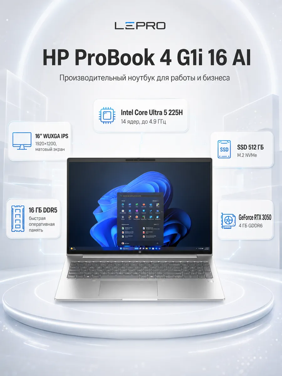 HP Ноутбук ProBook 4 G1i 16 AI 16 дюймов для бизнеса